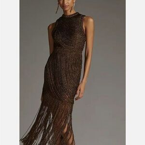 Anthropologie Not So Serious bronze dress